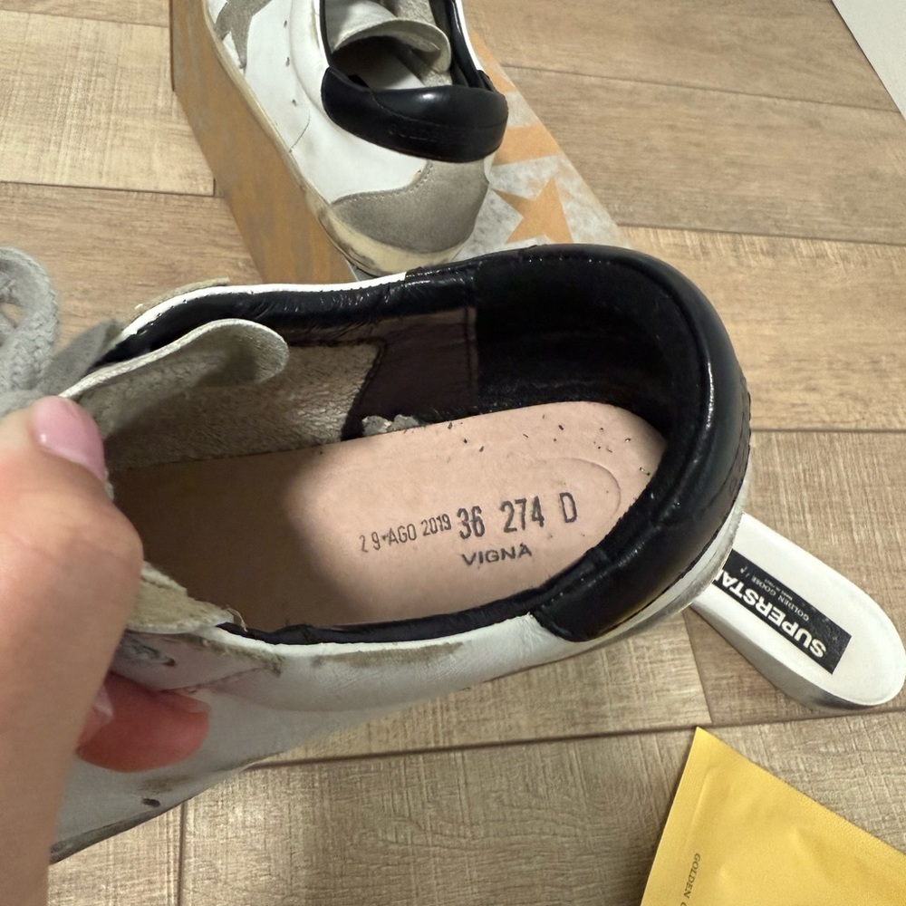 Golden Goose White and Black Star Sneakers - Picture 6 of 7